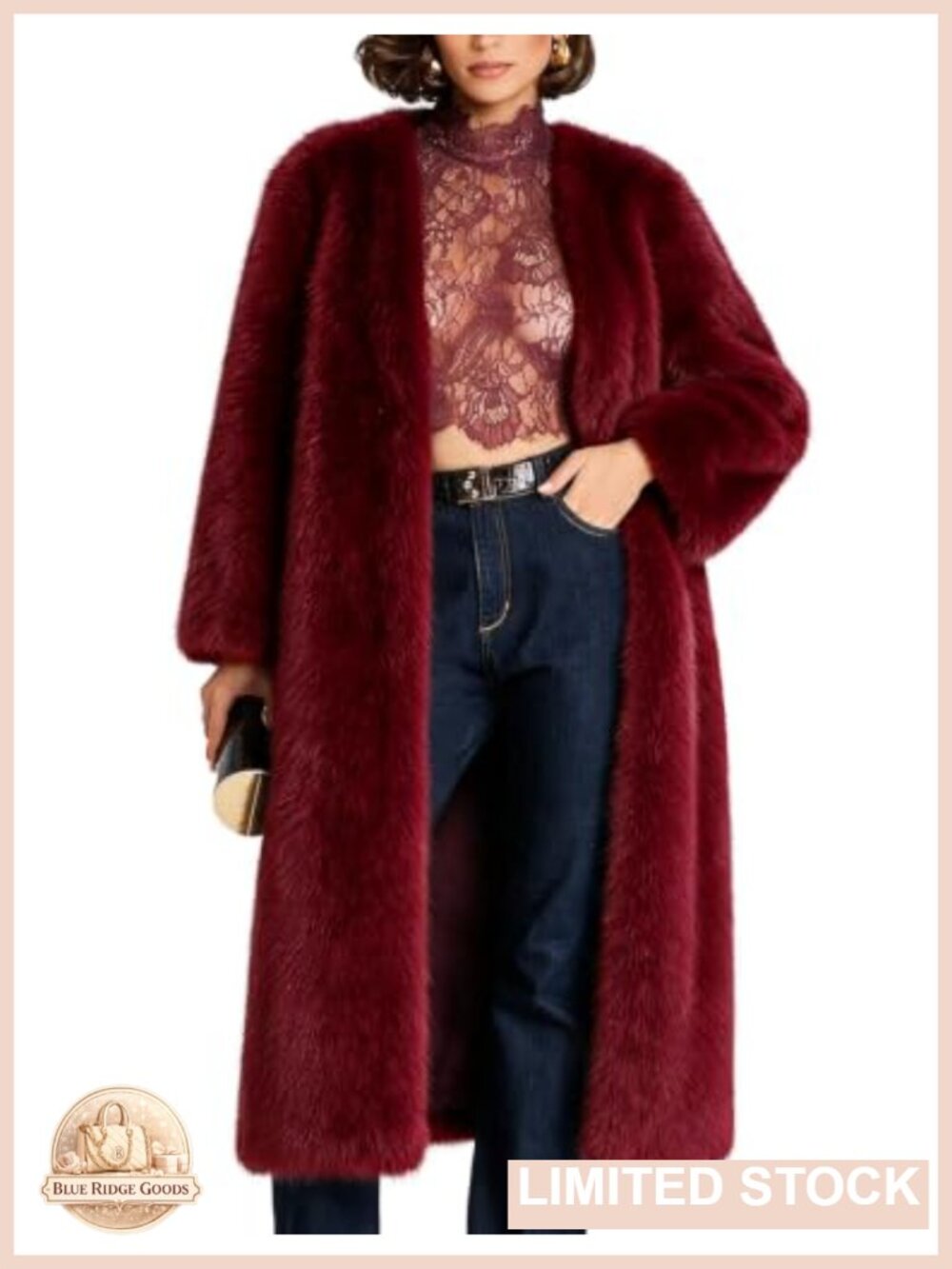 Faux Fur Long Coat Fuzzy Open Front Cardigan